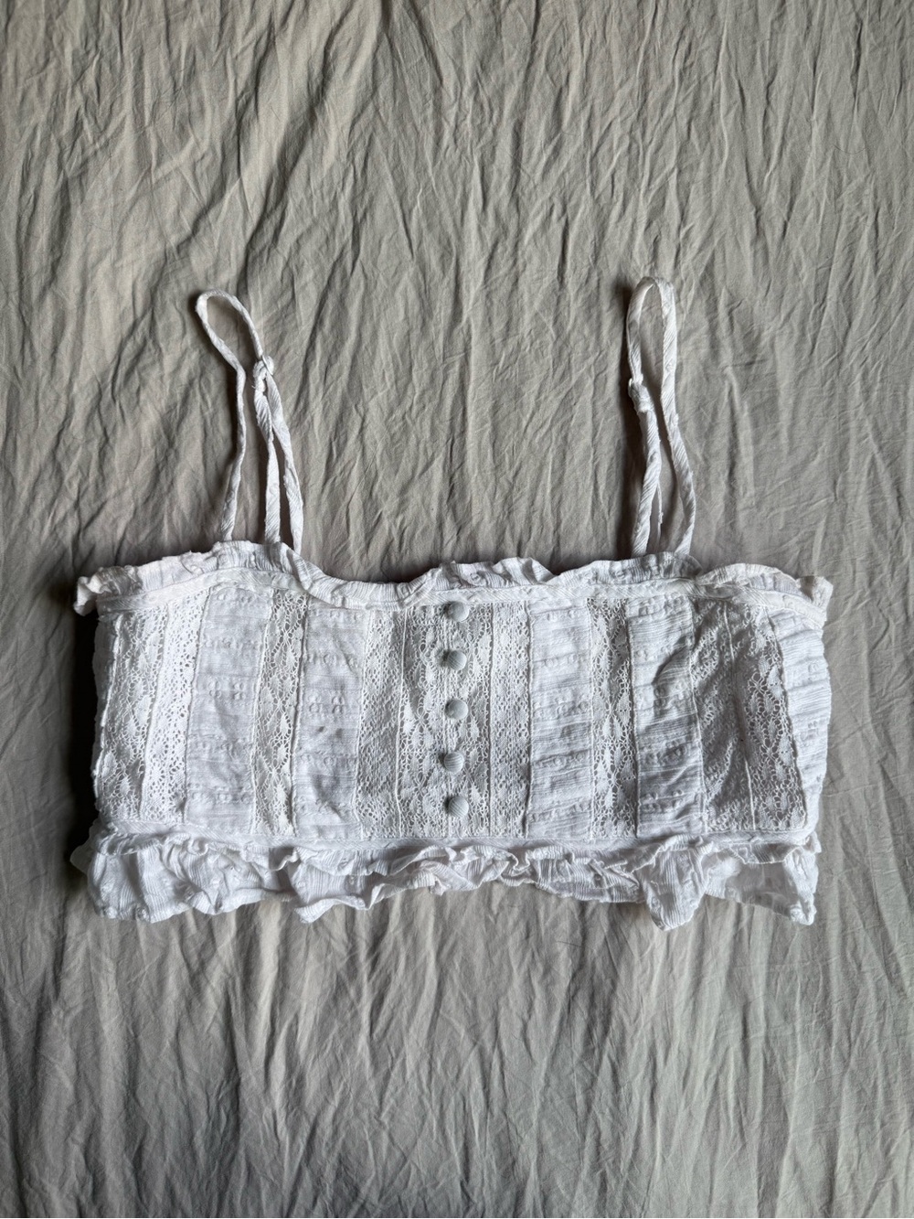 American Eagle Outfitters White Lace Cropped Cami Tank